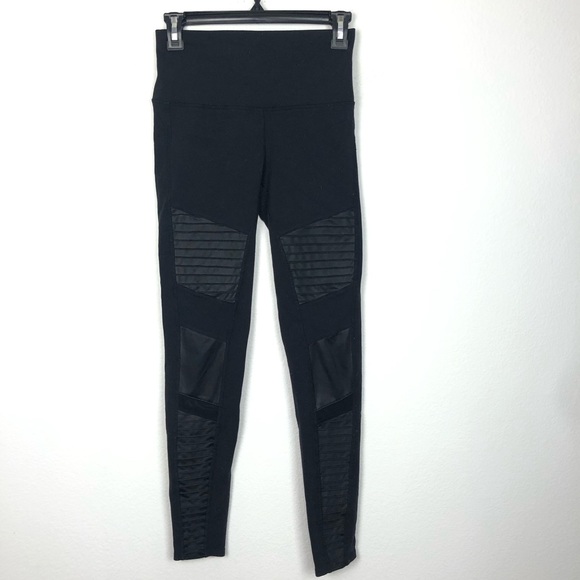 Alo Yoga black moto high rise full length leggings pants Size XS - Picture 2 of 6